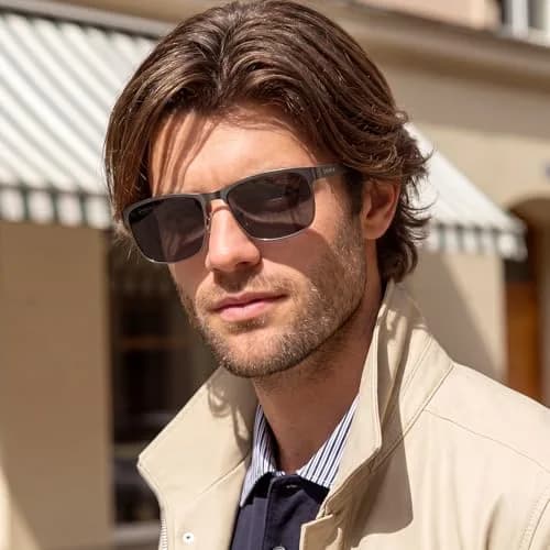 CARFIA Polarized Sunglasses for Men Spring Hinge Metal Frame CA5225 | Classic Square Design, UV400, Spring Hinge, Includes Leather Case thumbnail 2
