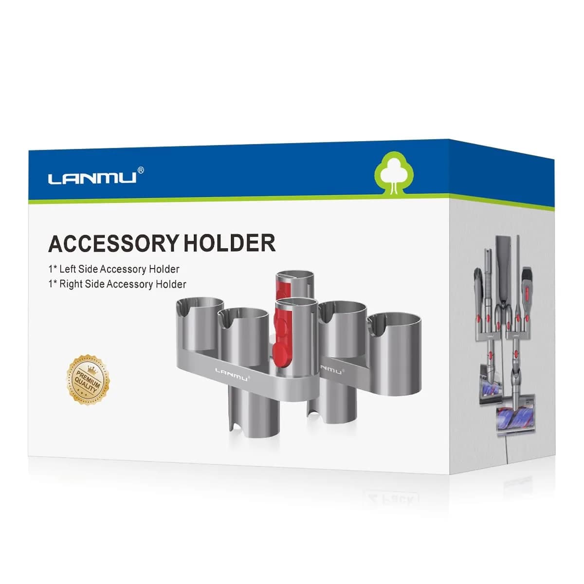 LANMU Accessory Holder for Dyson V15 V11 V10 V8 V7 Outsize Gen5 Vacuum Cleaners | Drill-Free Docking Station Organizer with 6 Slots