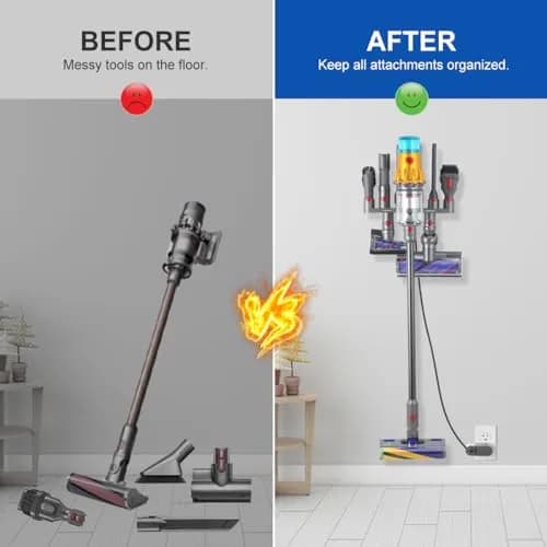 LANMU Accessory Holder for Dyson V15 V11 V10 V8 V7 Outsize Gen5 Vacuum Cleaners | Drill-Free Docking Station Organizer with 6 Slots thumbnail 5
