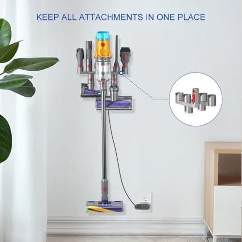 LANMU Accessory Holder for Dyson V15 V11 V10 V8 V7 Outsize Gen5 Vacuum Cleaners | Drill-Free Docking Station Organizer with 6 Slots thumbnail 6