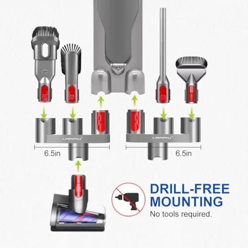 LANMU Accessory Holder for Dyson V15 V11 V10 V8 V7 Outsize Gen5 Vacuum Cleaners | Drill-Free Docking Station Organizer with 6 Slots thumbnail 2