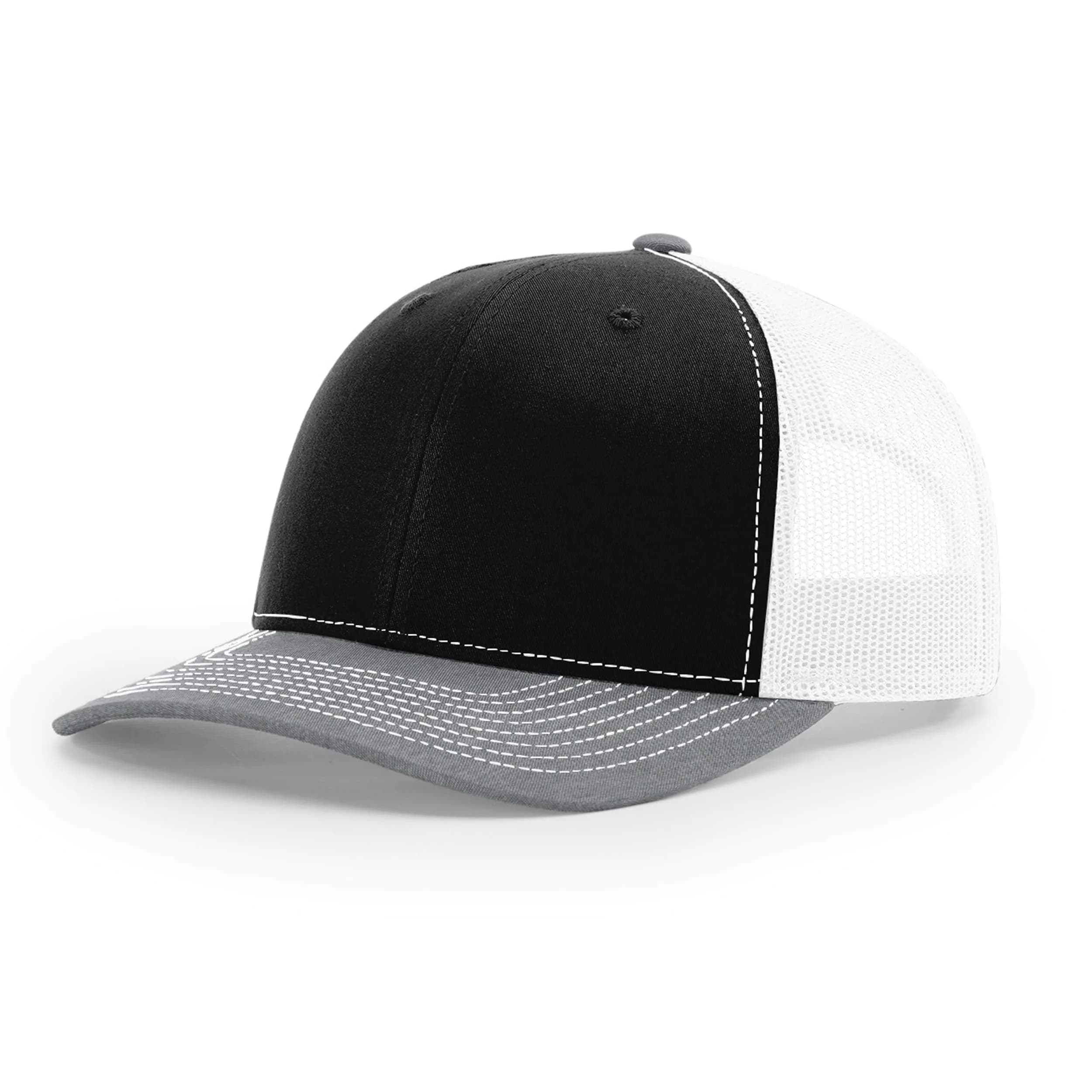 Richardson 112 Trucker Baseball Cap - Black/White/Heather Grey, One Size - main product image