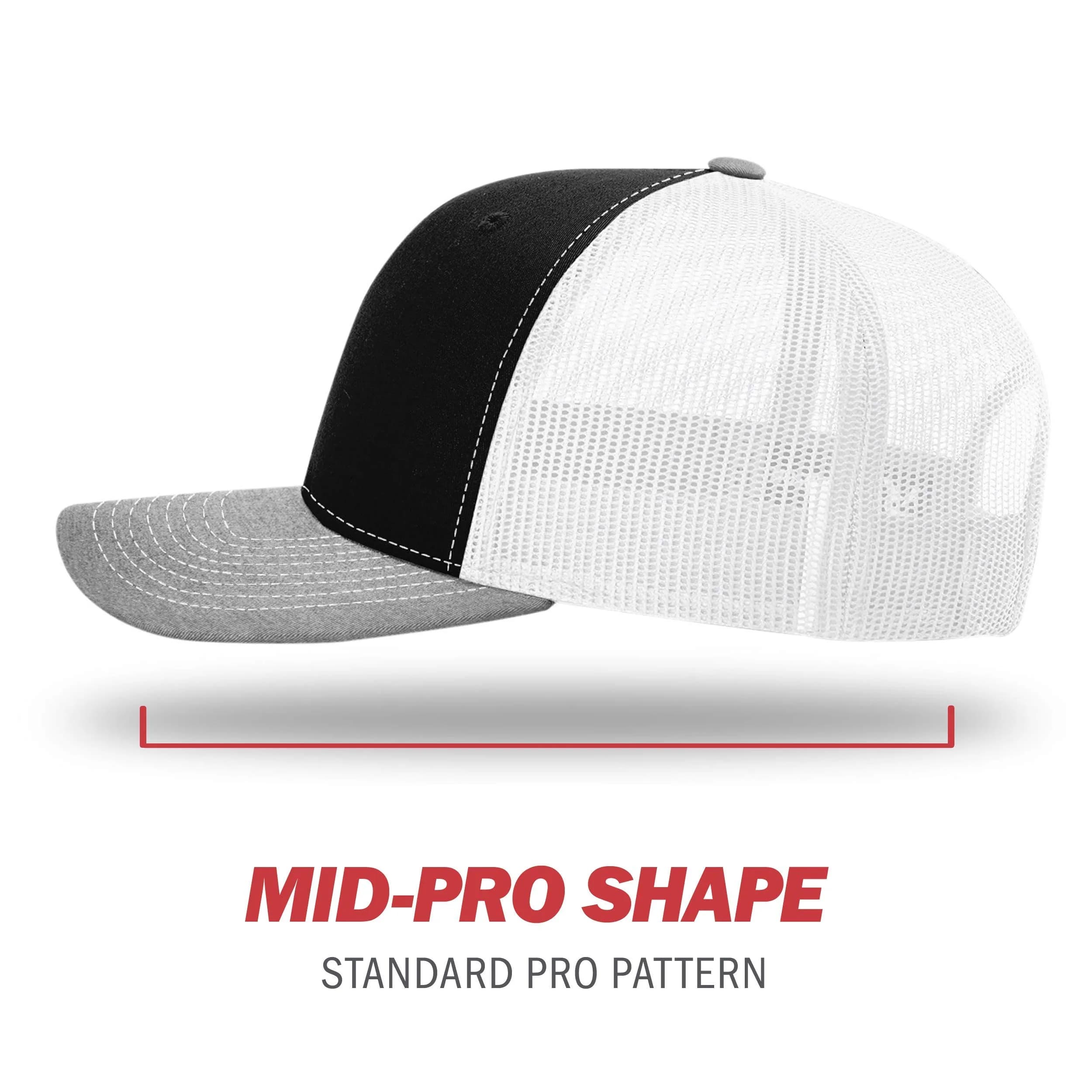 Richardson 112 Trucker Baseball Cap - Black/White/Heather Grey, One Size - view 3
