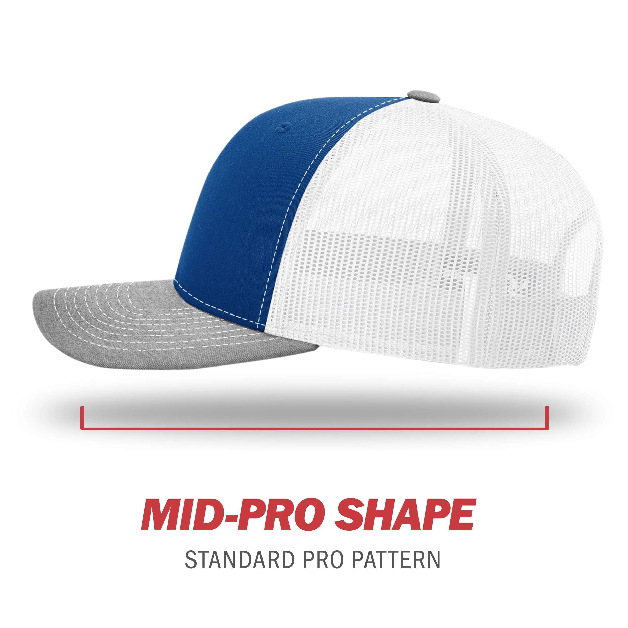 Richardson 112 Trucker Baseball Cap - Royal/White/Heather Grey, One Size - view 3