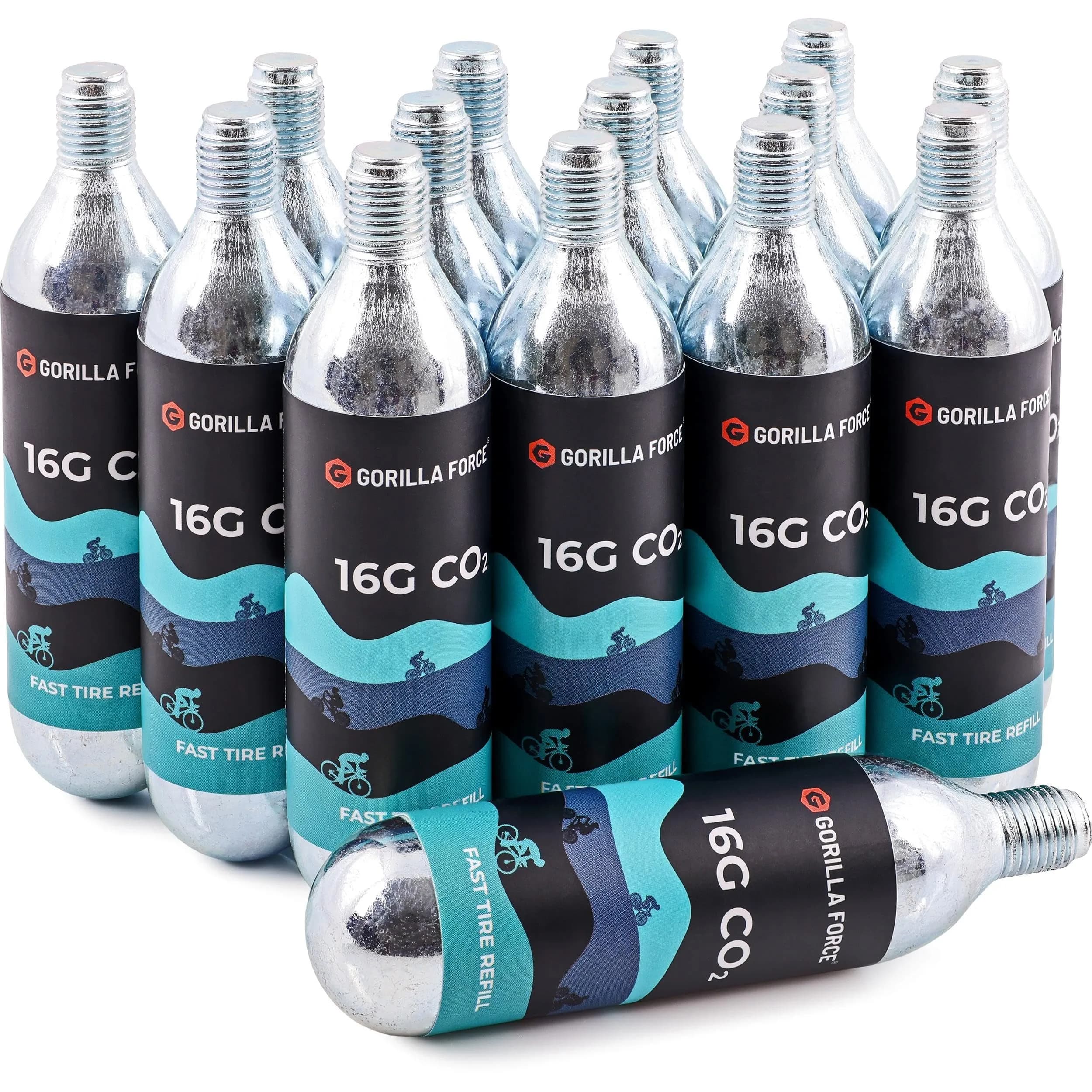 Gorilla Force 16g CO2 Cartridges (5 Pack) | Universal Bike Tire Inflator Refills - main product image