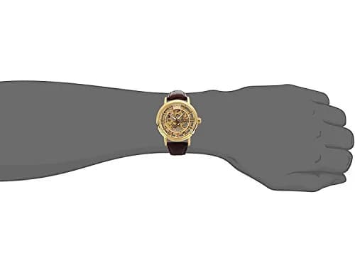 SEWOR Men's Mechanical Skeleton Watch 41mm (Gold) | Vintage Style Leather Strap thumbnail 5