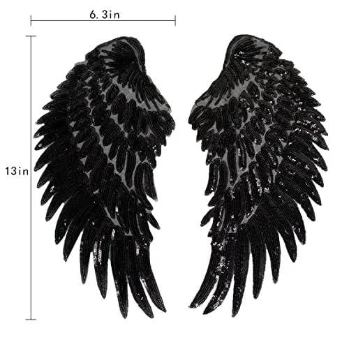 Kennedy Manufacturing Large Angel Wings Patch 13 in (33cm) x 6.3 in (16cm) | Embroidered Sequin DIY Decoration thumbnail 6