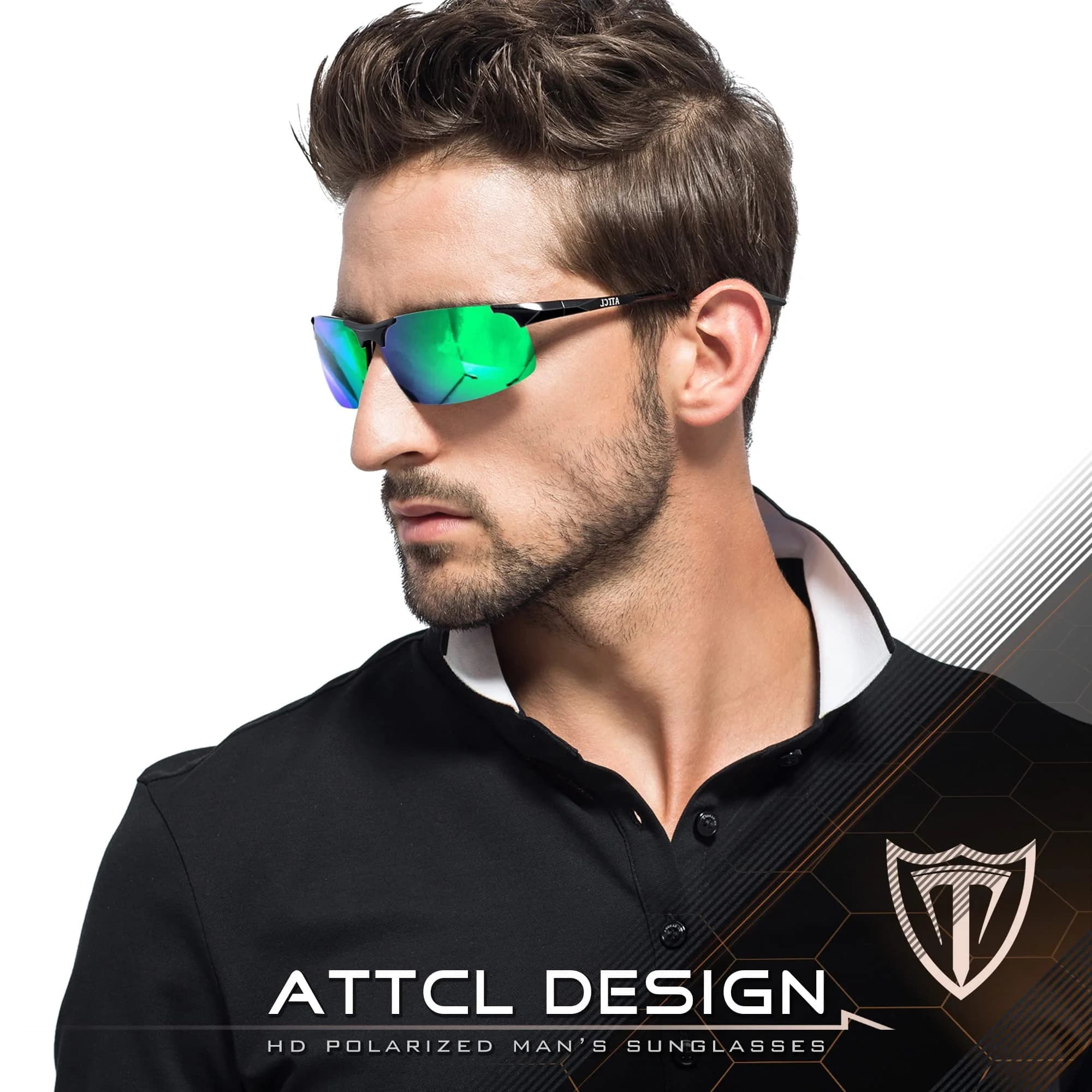 ATTCL Polarized Sports Sunglasses for Men: 2026-Orange-Red Mirrored Lenses, UV Protection, Wrap-Around Style - view 2