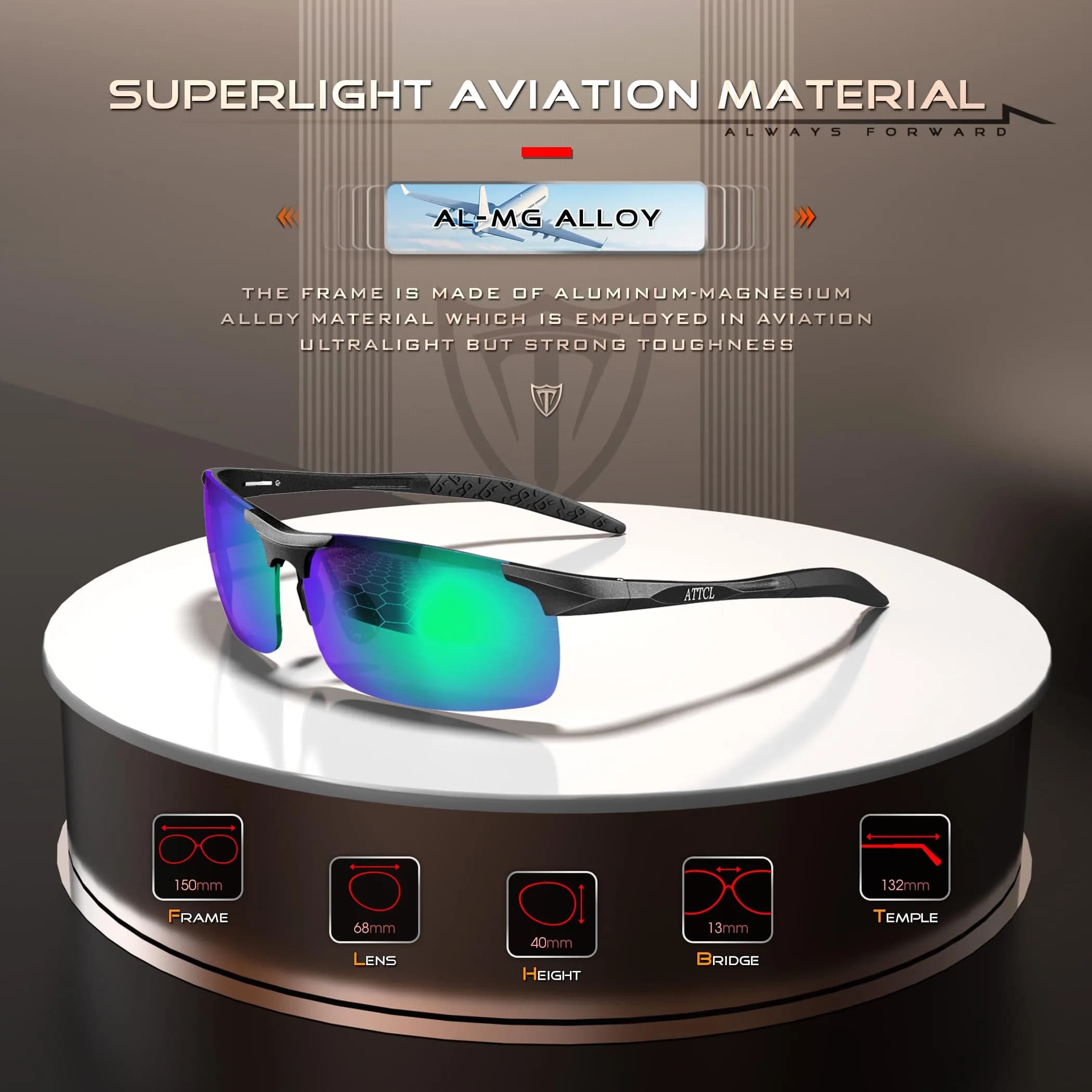 ATTCL Polarized Sports Sunglasses for Men: 2026-Orange-Red Mirrored Lenses, UV Protection, Wrap-Around Style - view 3