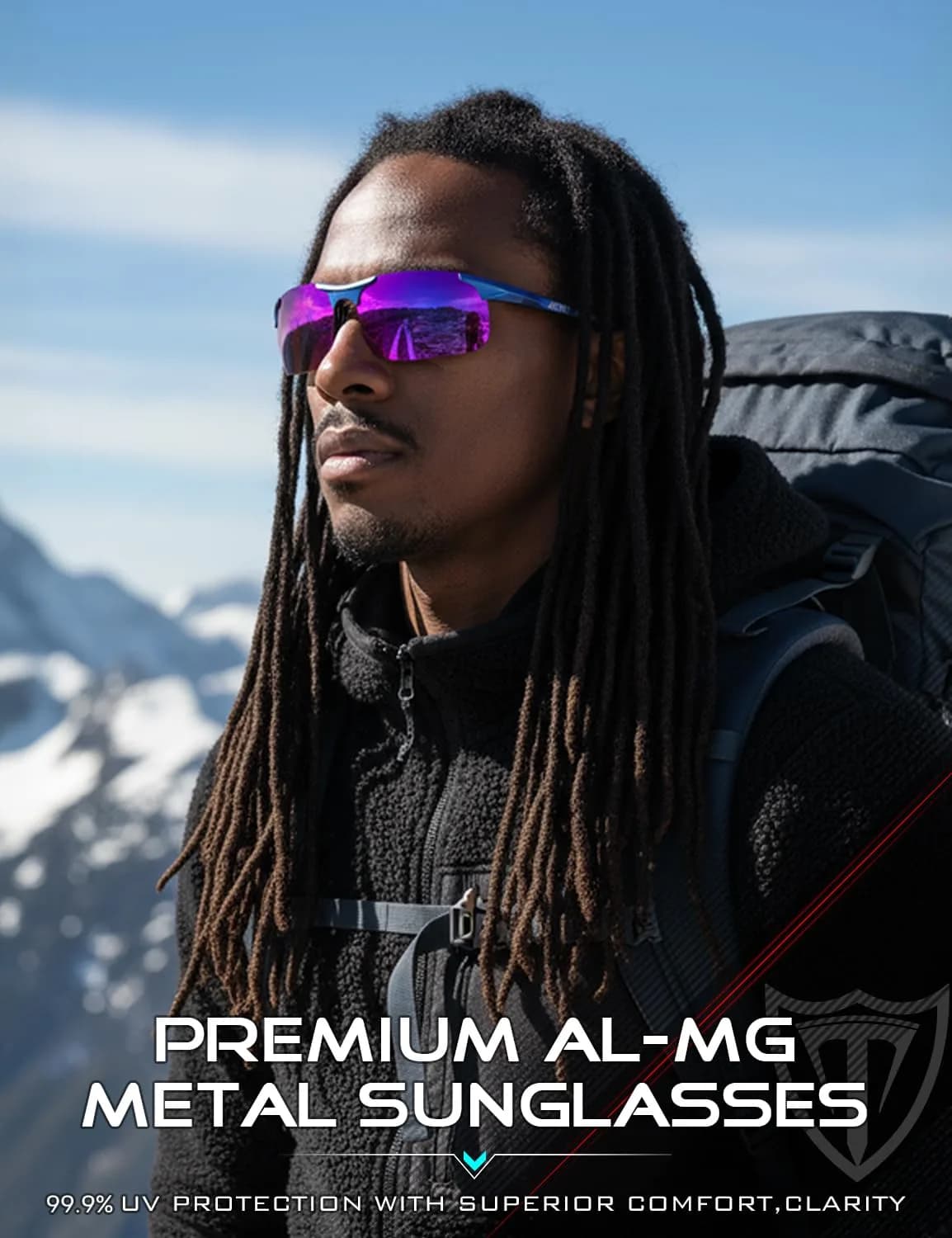 ATTCL Men's Polarized Sports Sunglasses - 2026-Blue-Purple Mirrored Lens, UV400 Protection - view 3