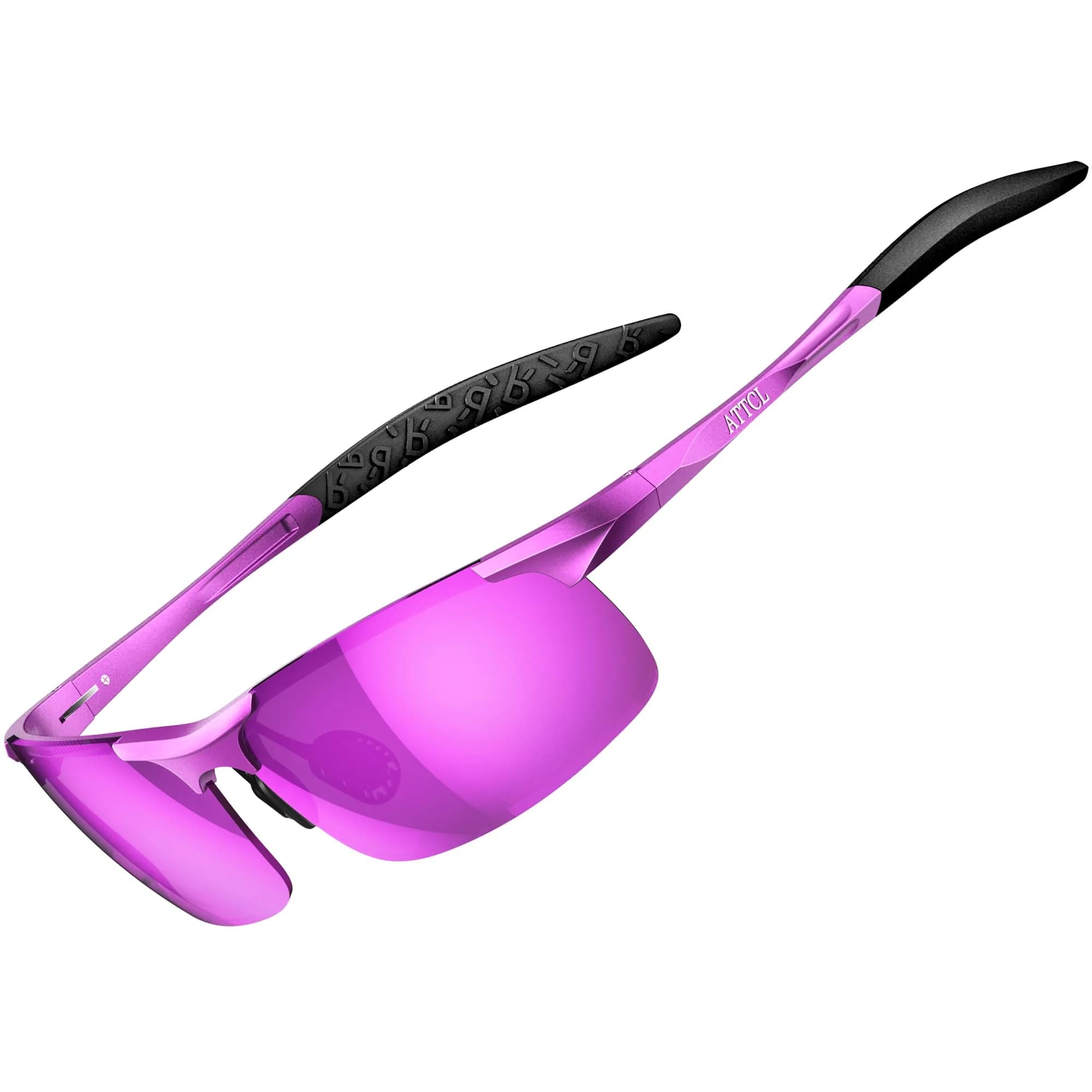 ATTCL Polarized Sports Sunglasses for Men: Purple Mirrored Lenses, UV400 Protection, Lightweight Al-Mg Metal Frame - main product image