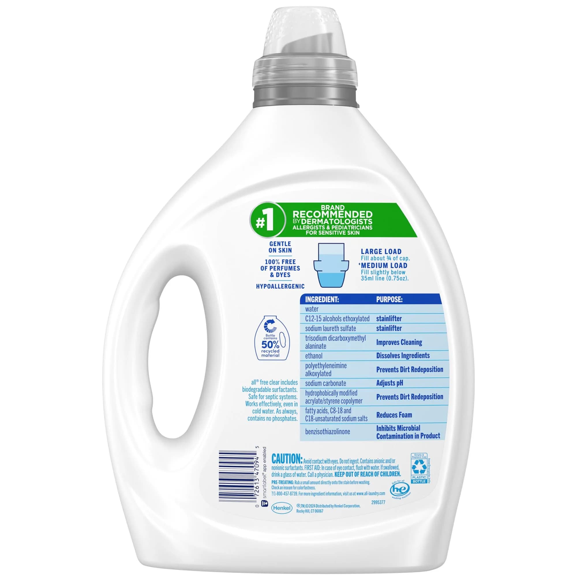 all free clear Liquid Laundry Detergent for Sensitive Skin 2437ml (82.5 Fl Oz) | Dermatologist Recommended for Hypoallergenic Cleaning - view 5