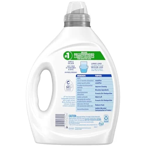 all free clear Liquid Laundry Detergent for Sensitive Skin 2437ml (82.5 Fl Oz) | Dermatologist Recommended for Hypoallergenic Cleaning thumbnail 5