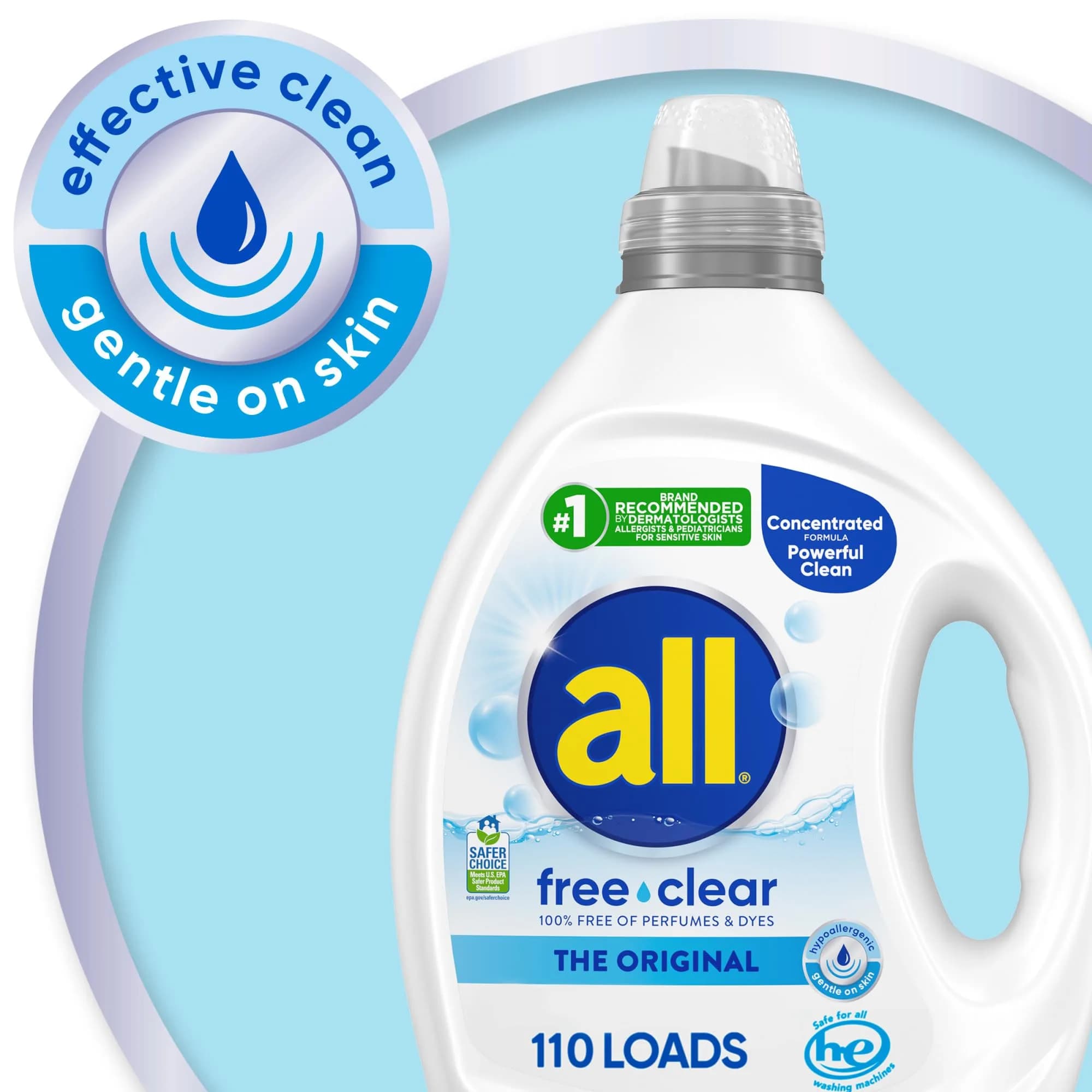 all free clear Liquid Laundry Detergent for Sensitive Skin 2437ml (82.5 Fl Oz) | Dermatologist Recommended for Hypoallergenic Cleaning - view 4
