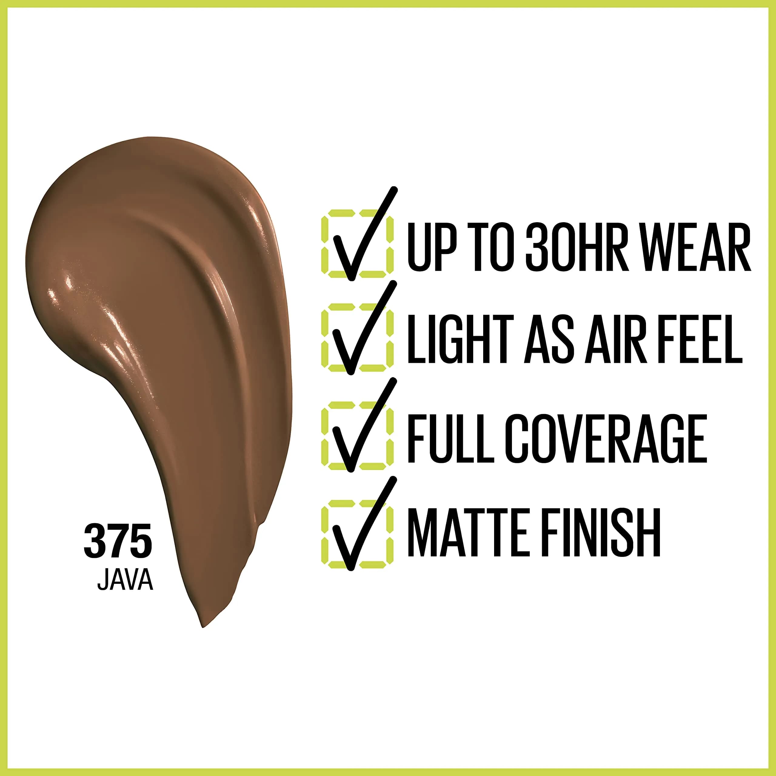 Maybelline Super Stay Java Full Coverage Liquid Foundation 30ml - Active Wear Matte Finish thumbnail 2