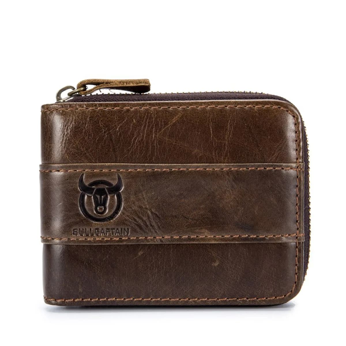 NOVATECH BULLCAPTAIN Genuine Leather RFID Blocking Wallet for Men | 11.5cm x 9.5cm x 2.5cm (Large) — brown