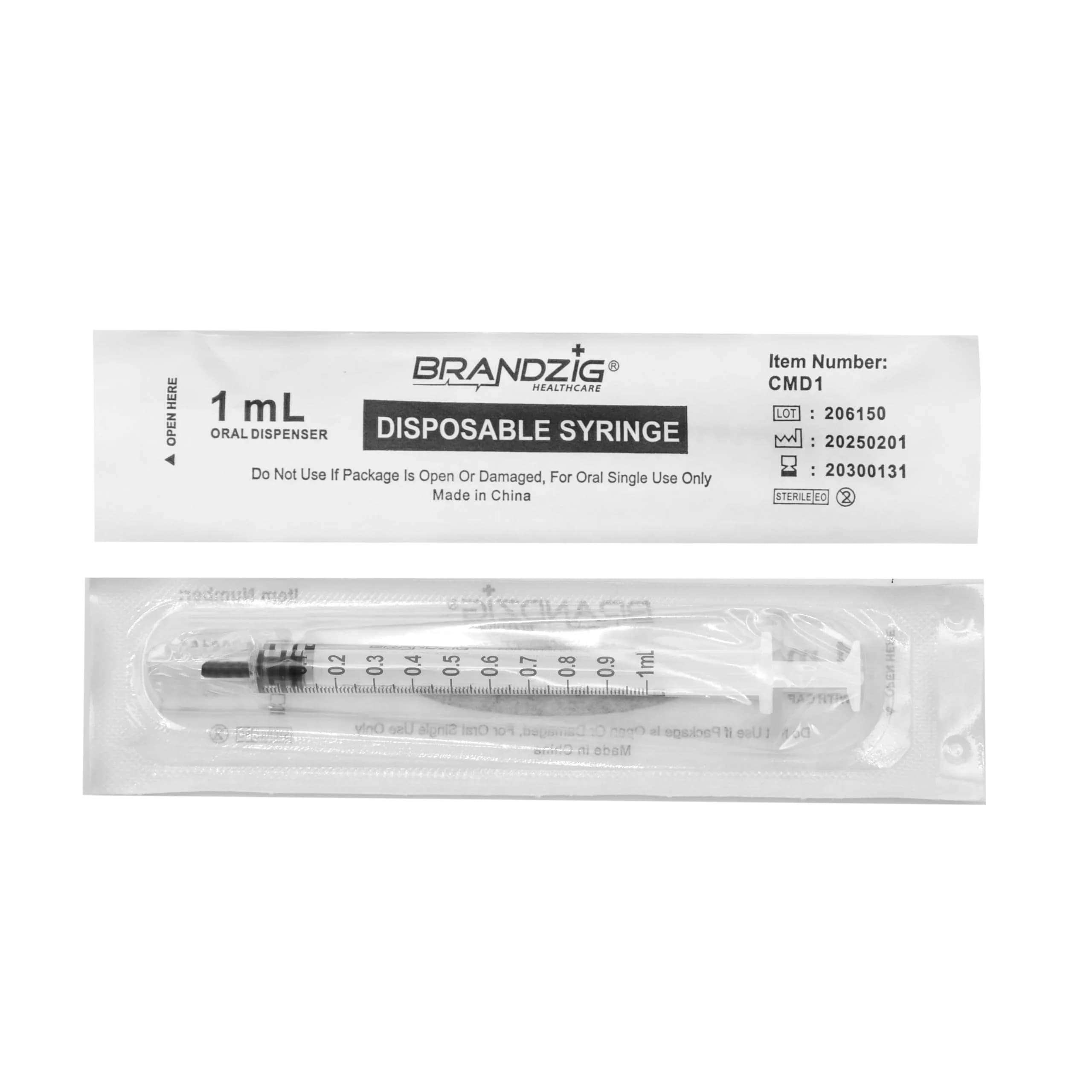 BRANDZIG 1ml Oral Syringe 100 Count | Sterile Luer Slip Tip for Infants, Toddlers, Pets - view 3