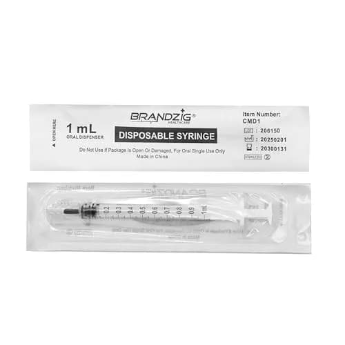 BRANDZIG 1ml Oral Syringe 100 Count | Sterile Luer Slip Tip for Infants, Toddlers, Pets thumbnail 3