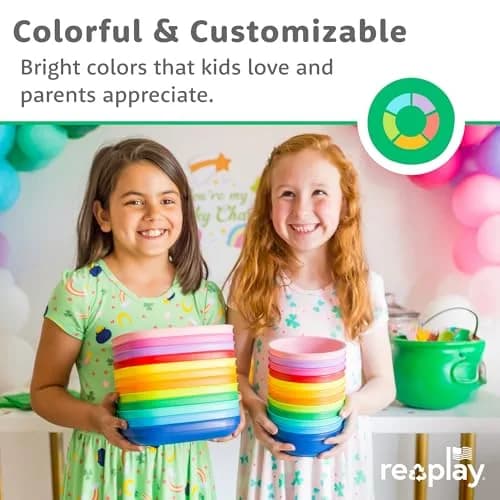 Re-Play 12 oz. Toddler Bowls Set of 4 | Deep-Walled, Durable & Reusable Snack & Meal Bowls, BPA-Free, Made in USA from Recycled Plastic thumbnail 2