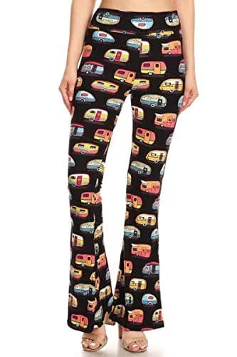 Leggings Depot PZA-S504W-S Campers Print Palazzo Pants | High Waist, Stretchy, Comfortable, Small thumbnail 2