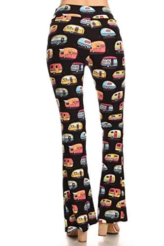 Leggings Depot PZA-S504W-S Campers Print Palazzo Pants | High Waist, Stretchy, Comfortable, Small thumbnail 3