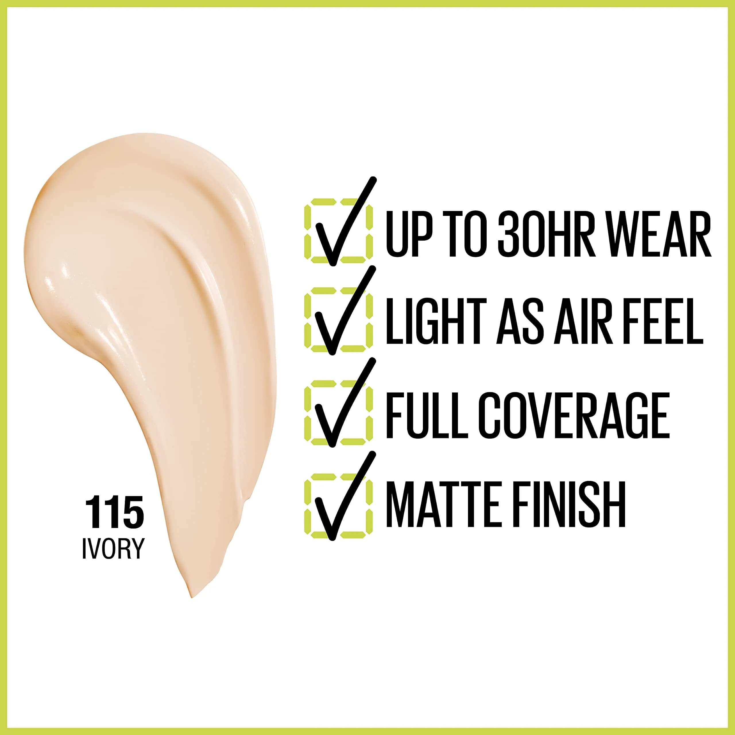 Maybelline Super Stay Full Coverage Liquid Foundation - Ivory, 30ml thumbnail 2