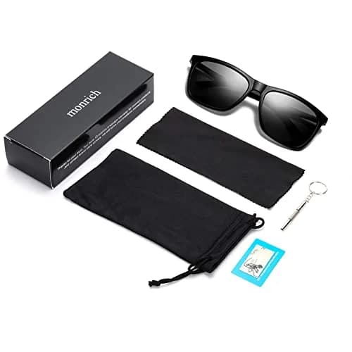 monrich Polarized Rectangular Sunglasses for Men, Matte Black Frame & Grey Lens | UV400 Protection thumbnail 7