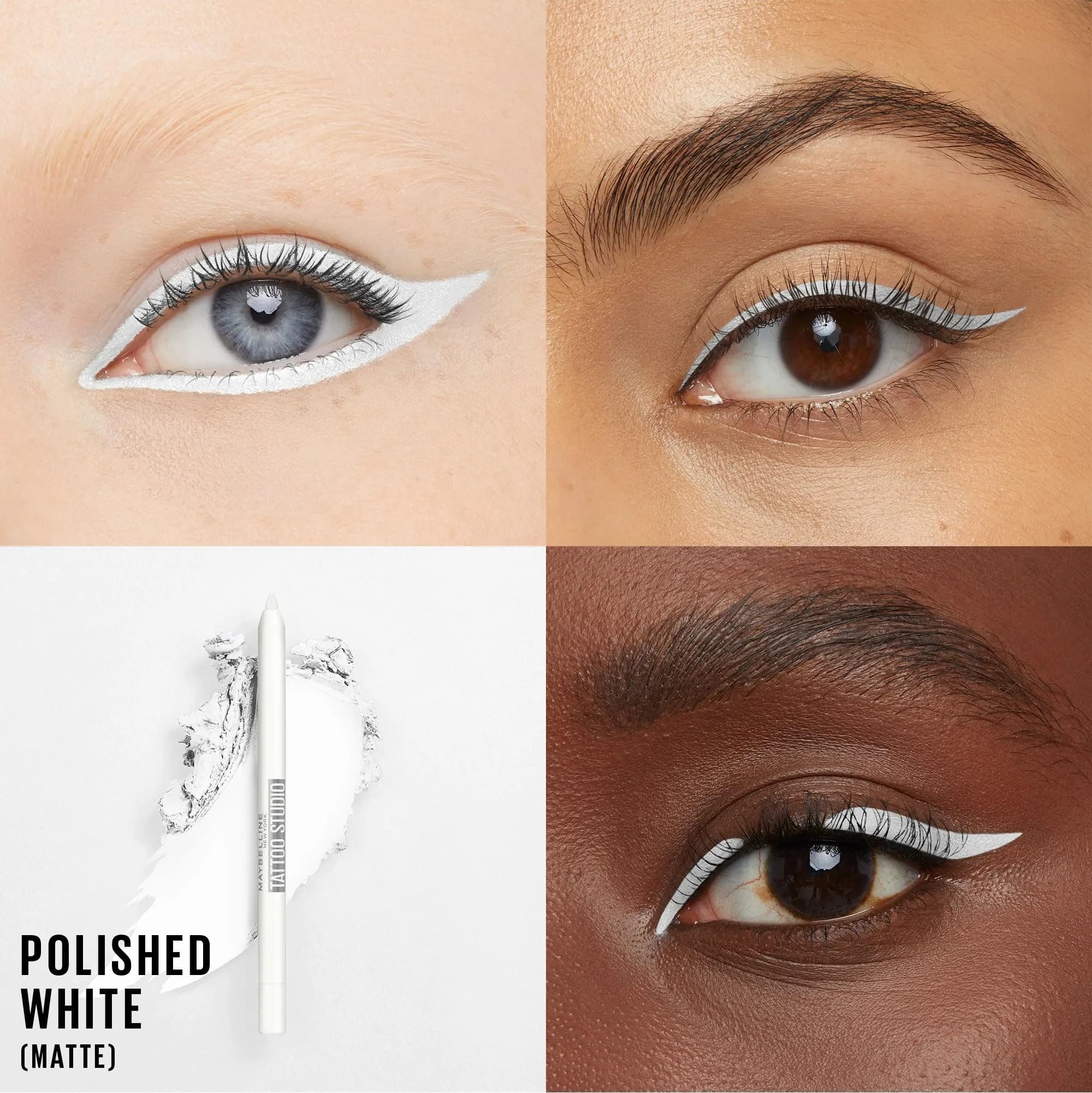 Maybelline TattooStudio Sharpenable Eyeliner Pencil, 36 Hour Wear, Waterproof, Polished White | Precision Gel Pigments thumbnail 2