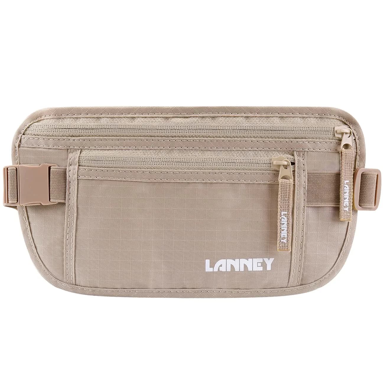 LANNEY Slim RFID Blocking Money Belt with Passport Holder & 2 RFID Sleeves | 27cm (10.6") x 14cm (5.5")