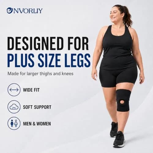 Nvorliy Plus Size Knee Sleeve for Large Legs, Fit Women and Men (6XL) | Open Patella Support for Daily Activities thumbnail 2