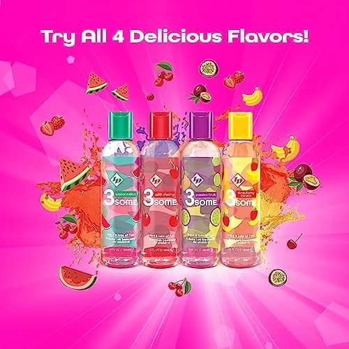 ID Lubricants 3some Flavored Sensual Massage – Strawberry Banana 4 fl oz | 3-in-1 flavored lubricant for oral, massage & warming fun thumbnail 5