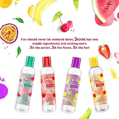 ID Lubricants 3some Flavored Sensual Massage – Strawberry Banana 4 fl oz | 3-in-1 flavored lubricant for oral, massage & warming fun thumbnail 6