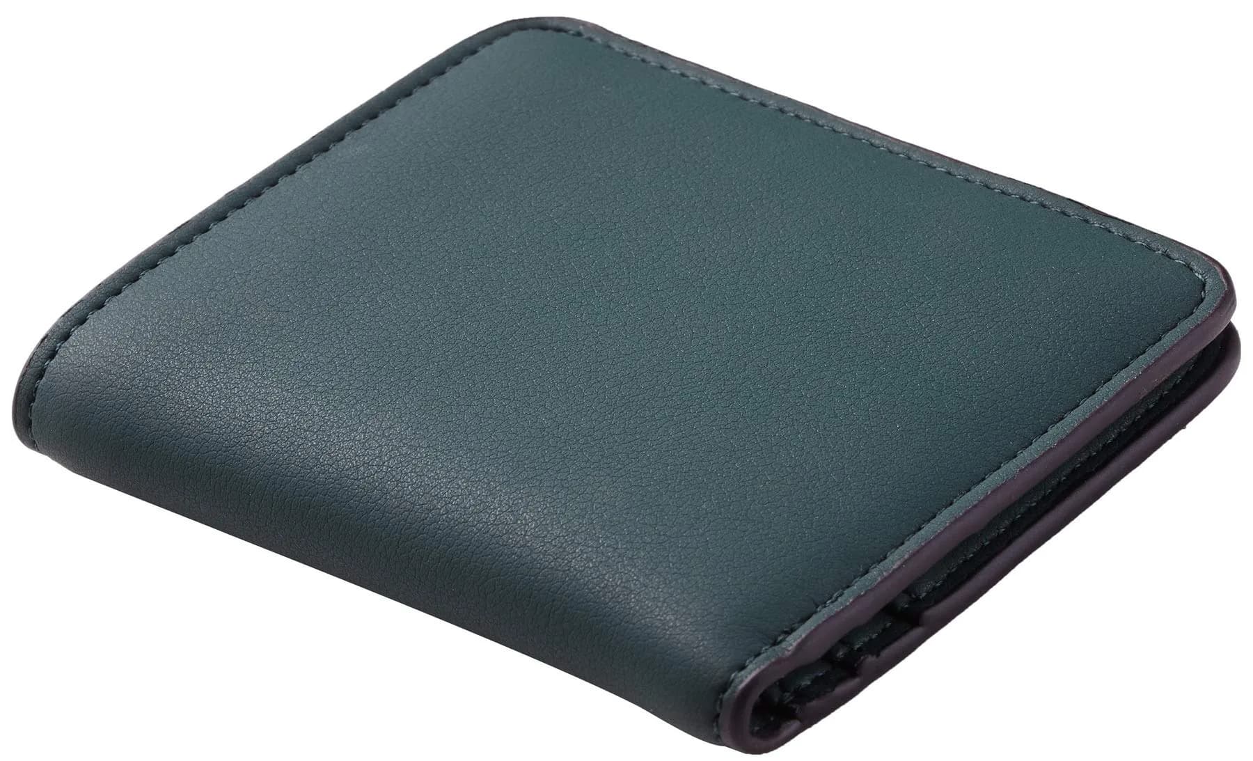 Toughergun Women's Slim Leather Wallet in 04 ReNapa Green Coal, Compact Bifold with RFID Protection & ID Window - view 3