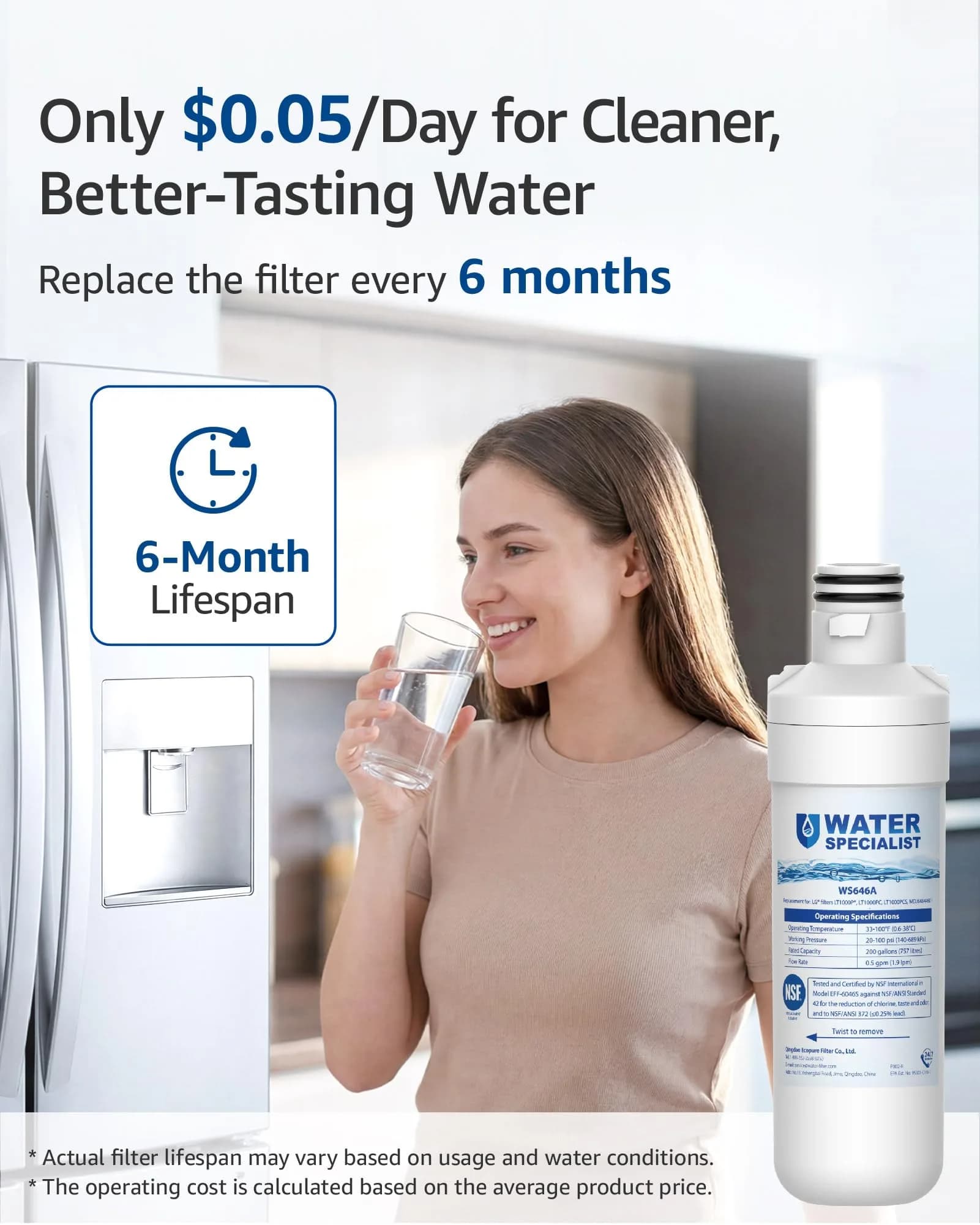Waterspecialist LT1000PC Refrigerator Water Filter 3 Pack | NSF Certified for Purer Water - view 7