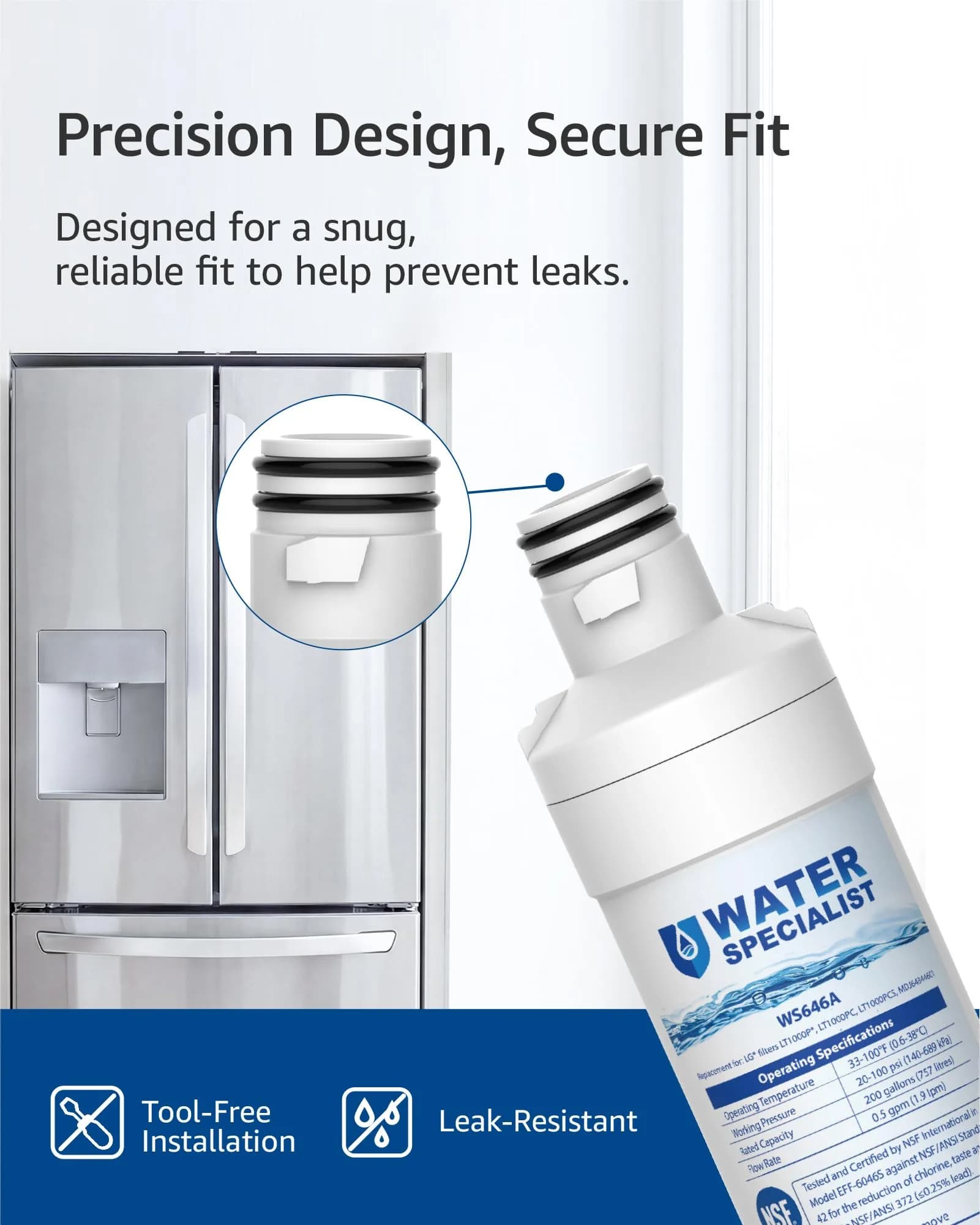 Waterspecialist LT1000PC Refrigerator Water Filter 3 Pack | NSF Certified for Purer Water - view 8