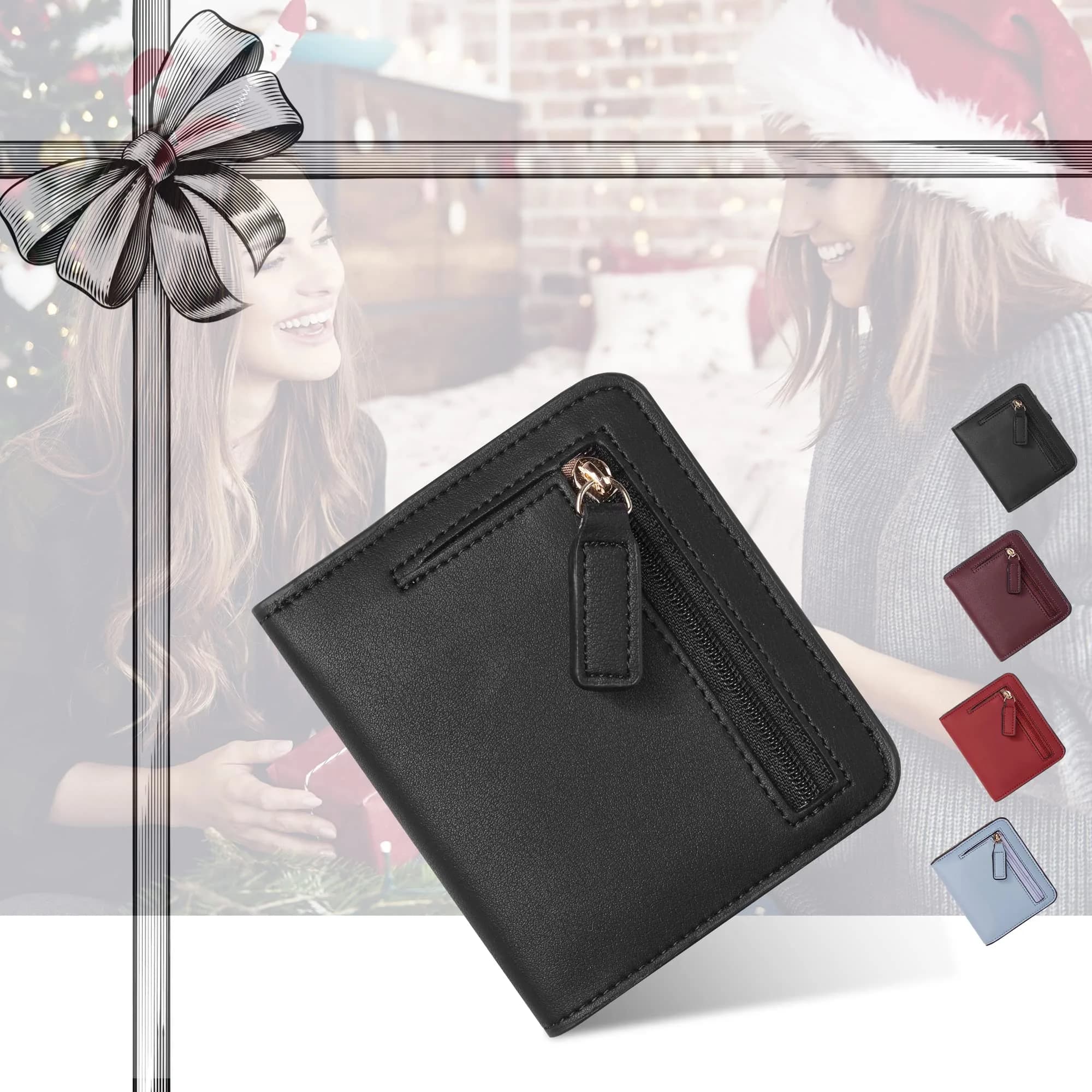 Toughergun Women's Slim Black Leather Wallet with RFID Protection, Compact Bifold Mini Purse - view 2