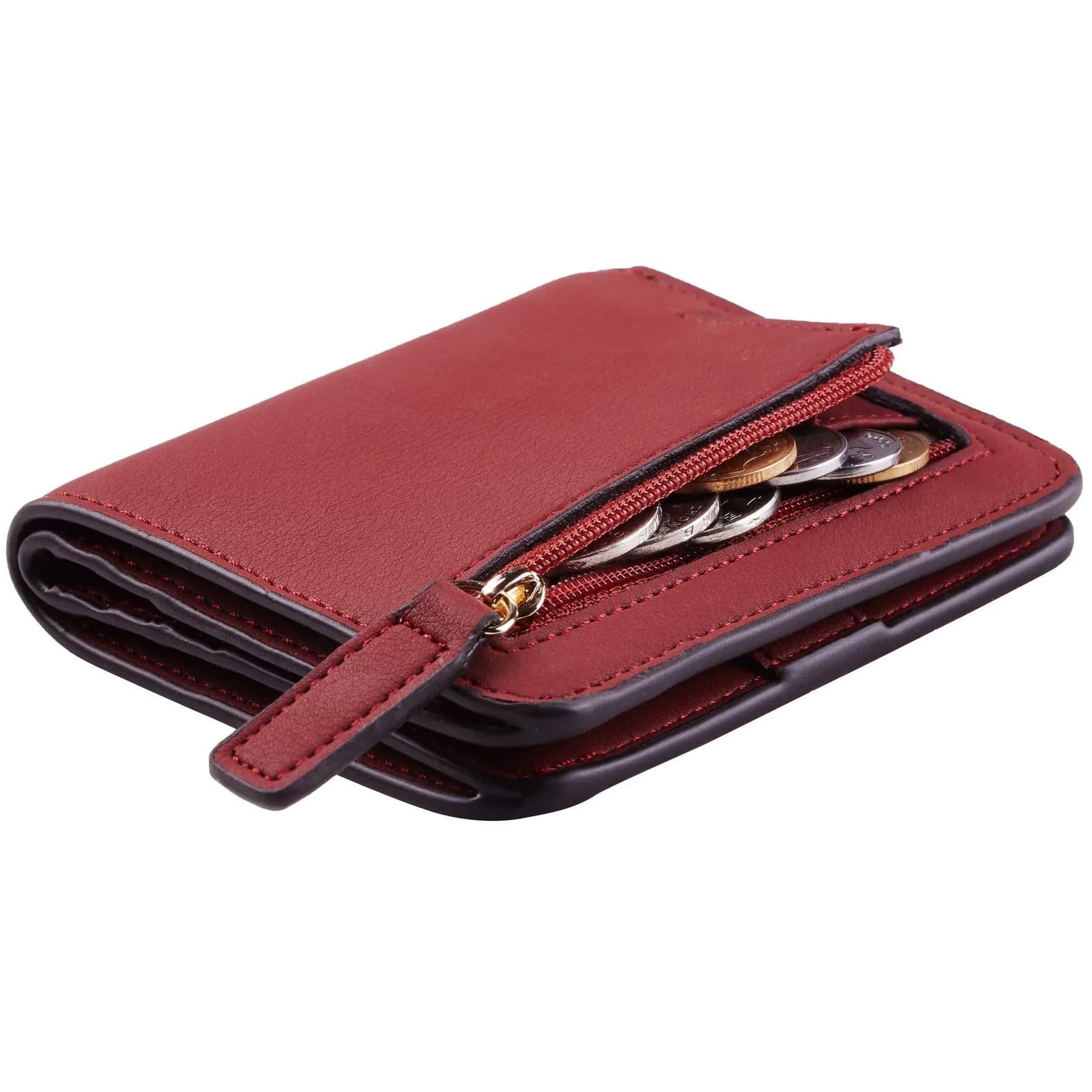 Toughergun Women's Slim Leather Wallet with RFID Protection, Compact Bifold Mini Purse 10.7cm x 9.1cm (4.2" x 3.6") | Holds 6 Cards & ID