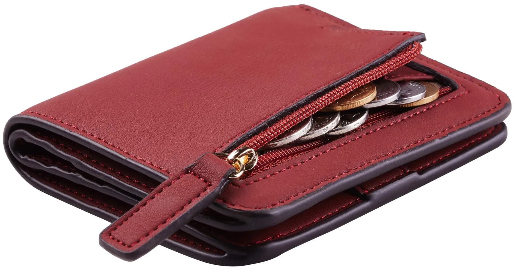 Toughergun Women's Slim Leather Wallet with RFID Protection, Compact Bifold Mini Purse 10.7cm x 9.1cm (4.2" x 3.6") | Holds 6 Cards & ID