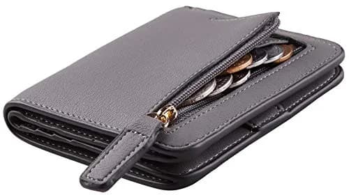 Toughergun Women's Slim Leather Wallet - 07 ReNapa Grey Light, RFID Protection, Compact Bifold Mini Purse thumbnail 1