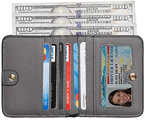 Toughergun Women's Slim Leather Wallet - 07 ReNapa Grey Light, RFID Protection, Compact Bifold Mini Purse thumbnail 2