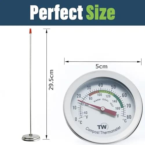 Thermometer World Compost Thermometer Stainless Steel Dial with 295MM Probe & 50MM Dial | Measures 29.5cm (11.61in) Probe Length thumbnail 5