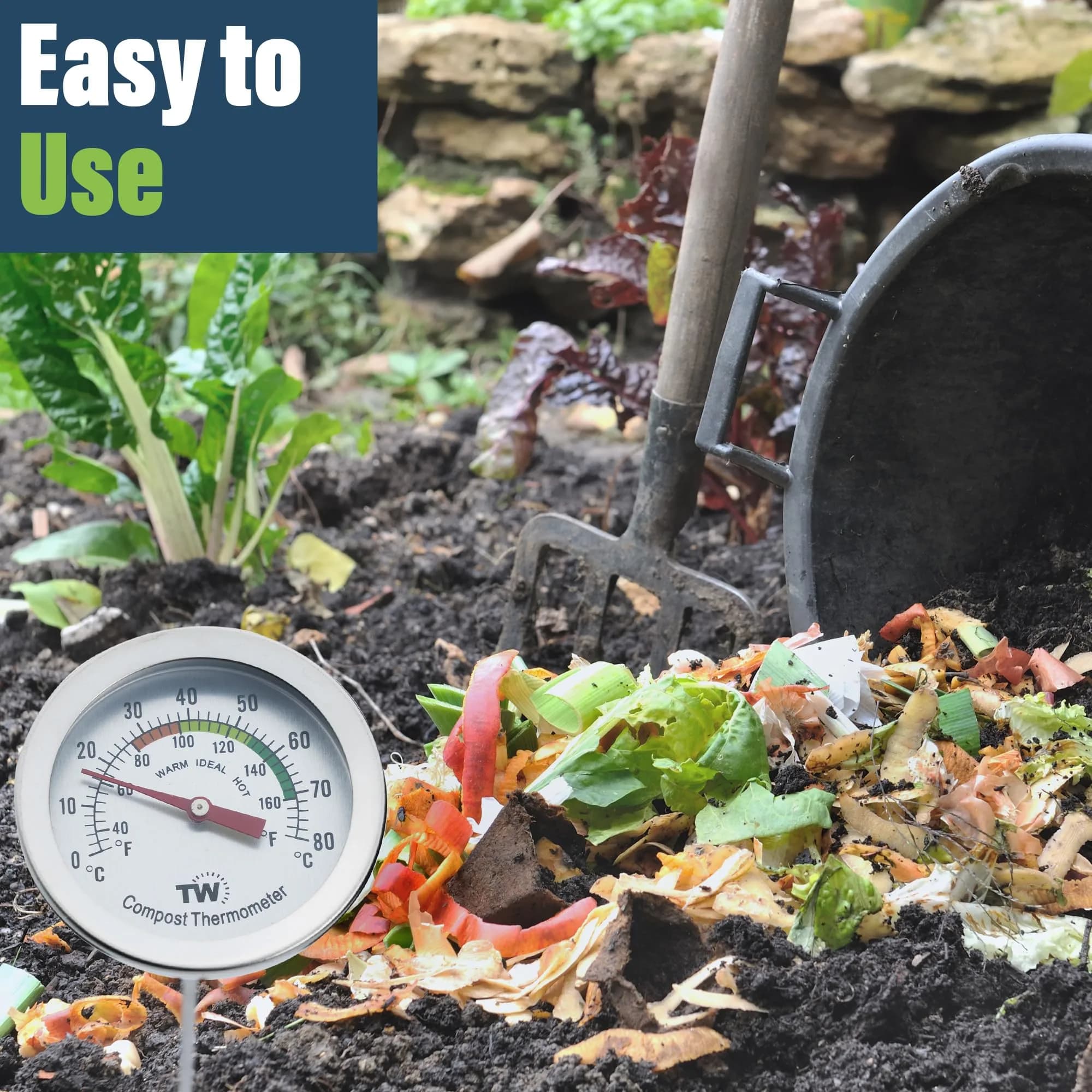 Thermometer World Compost Thermometer Stainless Steel Dial with 295MM Probe & 50MM Dial | Measures 29.5cm (11.61in) Probe Length - view 7