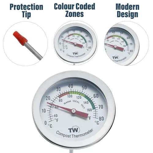 Thermometer World Compost Thermometer Stainless Steel Dial with 295MM Probe & 50MM Dial | Measures 29.5cm (11.61in) Probe Length thumbnail 3