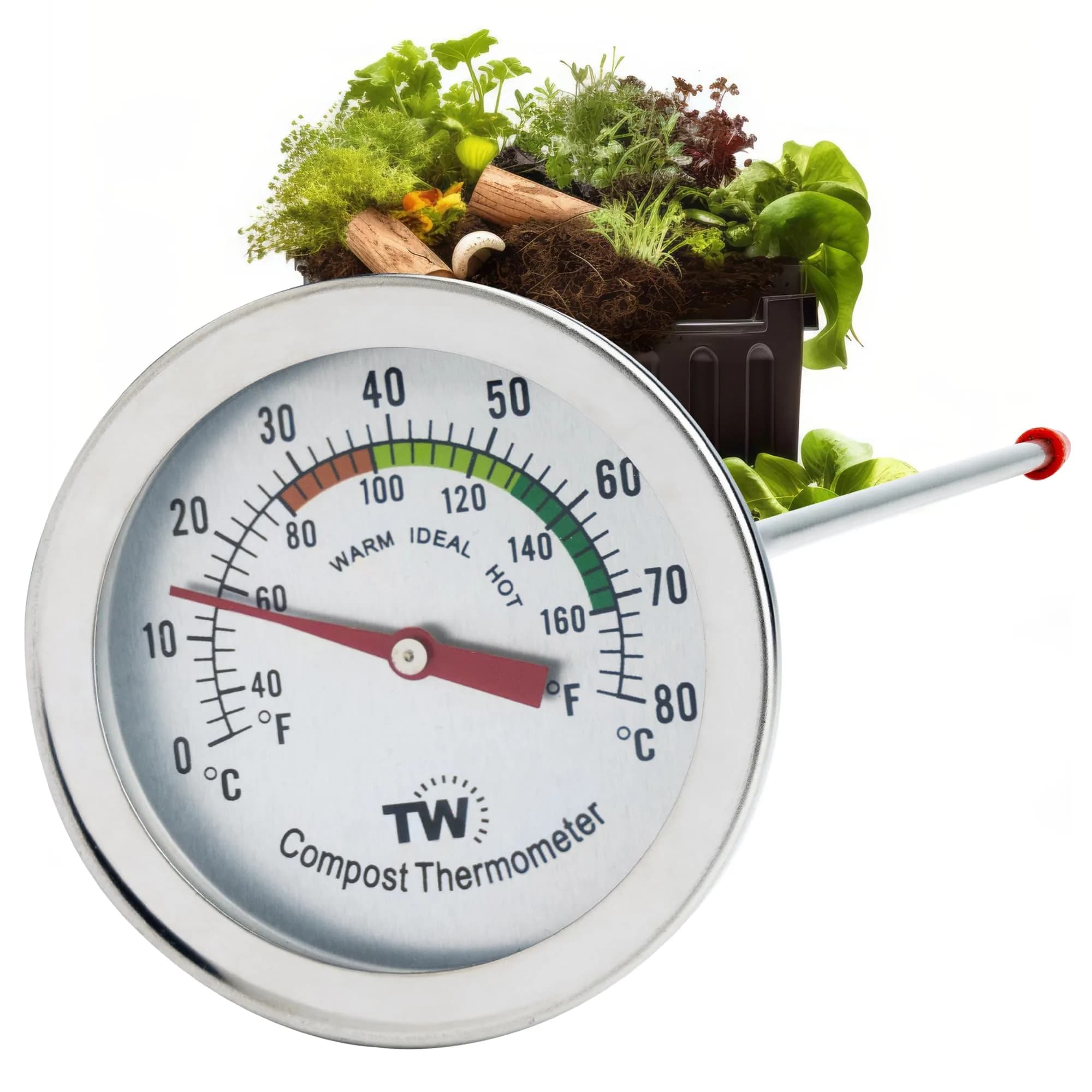 Thermometer World Compost Thermometer Stainless Steel Dial with 295MM Probe & 50MM Dial | Measures 29.5cm (11.61in) Probe Length - view 4