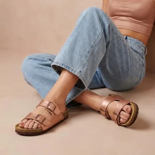 CUSHIONAIRE Lane Cork Slide Women's Sandals, Comfortable Slip-On Footwear, Gold (Rose) 6.5 thumbnail 2