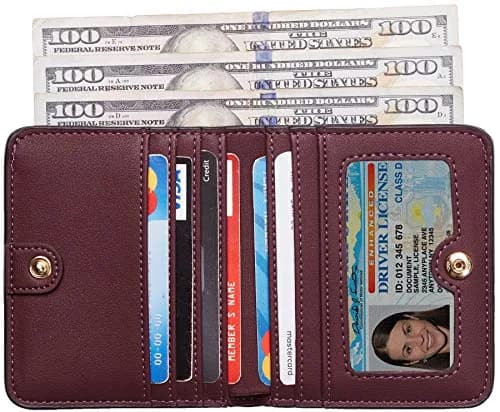 Toughergun Women's Slim Leather Wallet - Rich Red Wine Colour, RFID Protection, Compact Bifold Mini Purse thumbnail 2