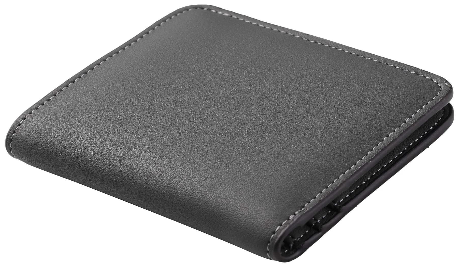 Toughergun Women's Slim Leather Wallet in 06 ReNapa Grey Deep - Compact Bifold RFID Mini Purse - view 3