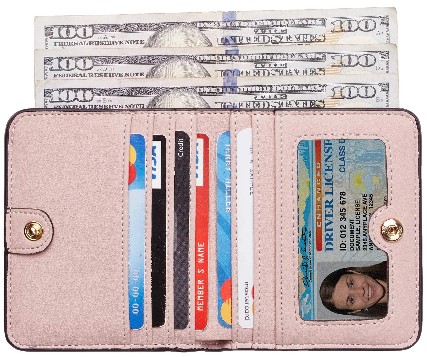 Toughergun Women's Slim Leather RFID Wallet - 08 ReNapa Pink Champagne - view 2