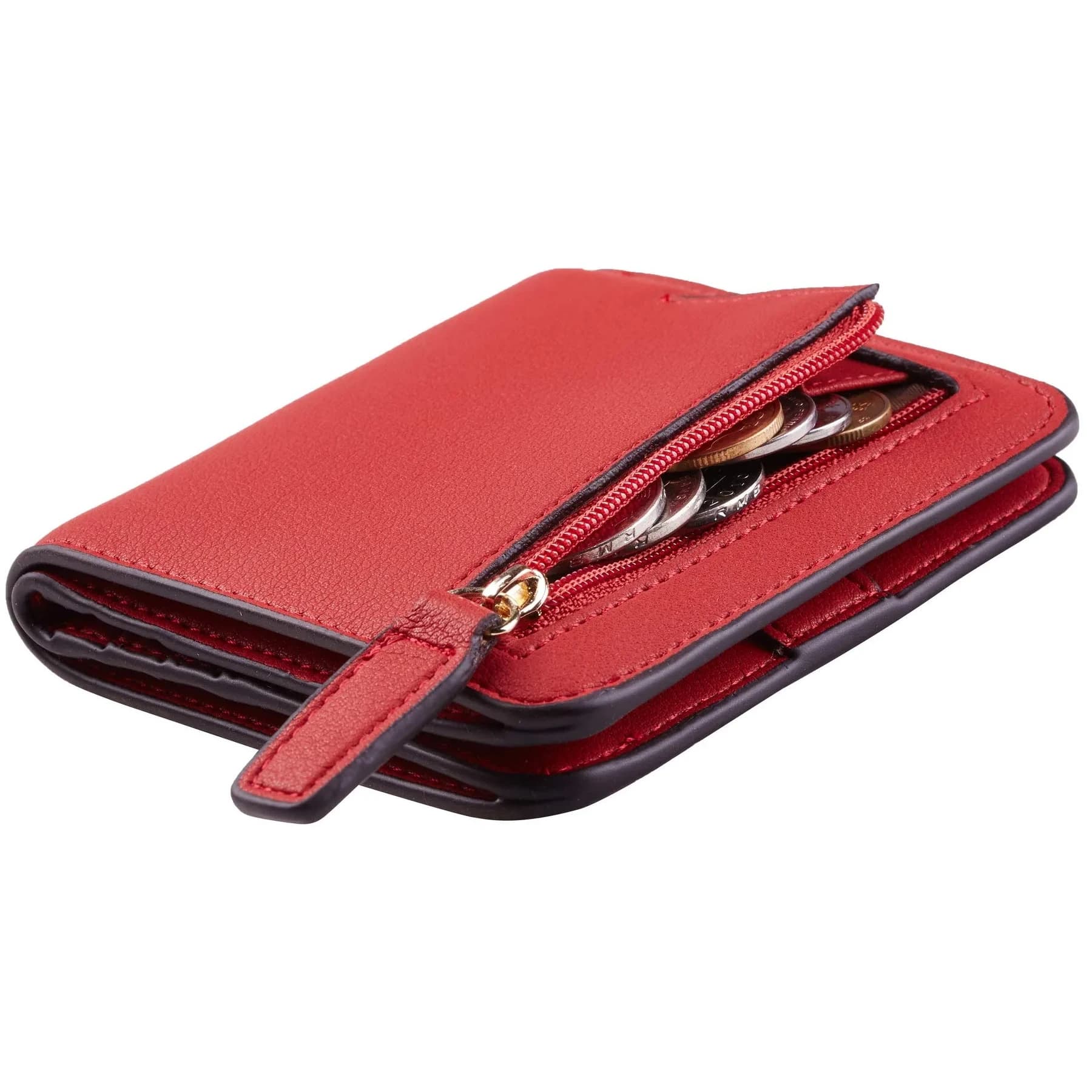 Toughergun Women's Slim Leather Bifold Wallet - 10 ReNapa Red Classic, RFID Protection, Compact Mini Purse — 10 ReNapa Red Classic