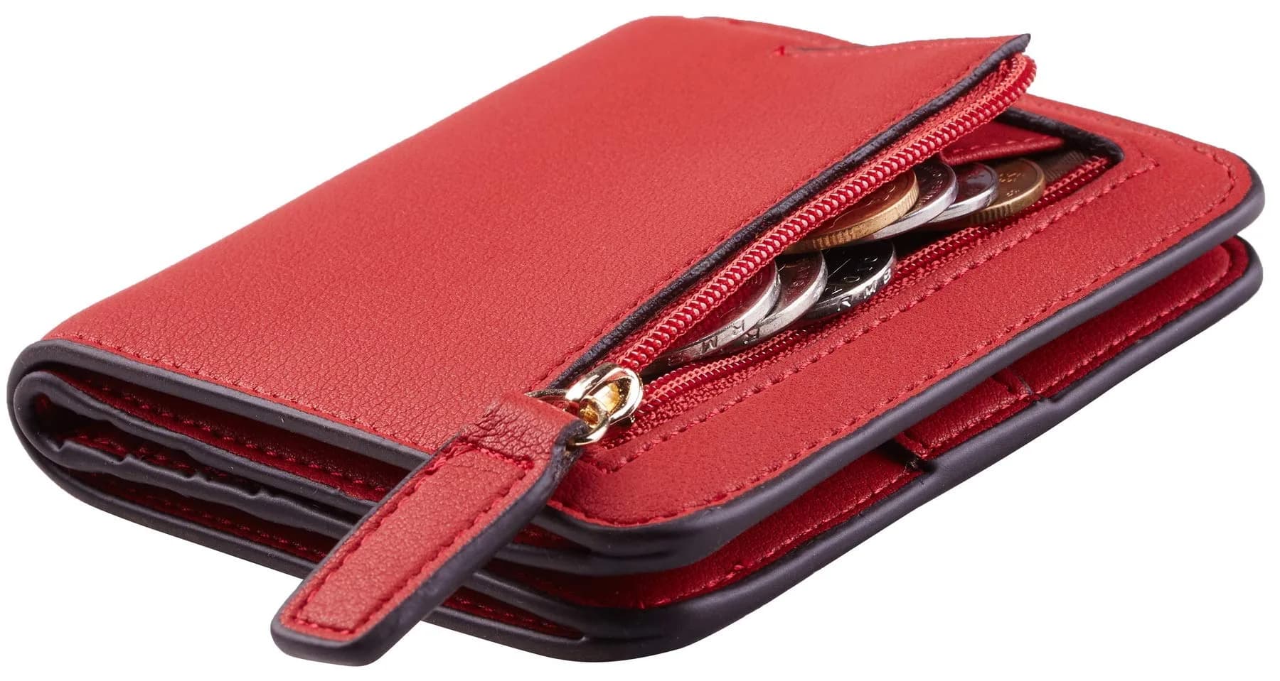 Toughergun Women's Slim Leather Bifold Wallet - 10 ReNapa Red Classic, RFID Protection, Compact Mini Purse - main product image